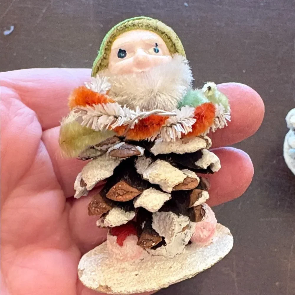 Vintage Pinecone Elf Japan Putz Ornaments